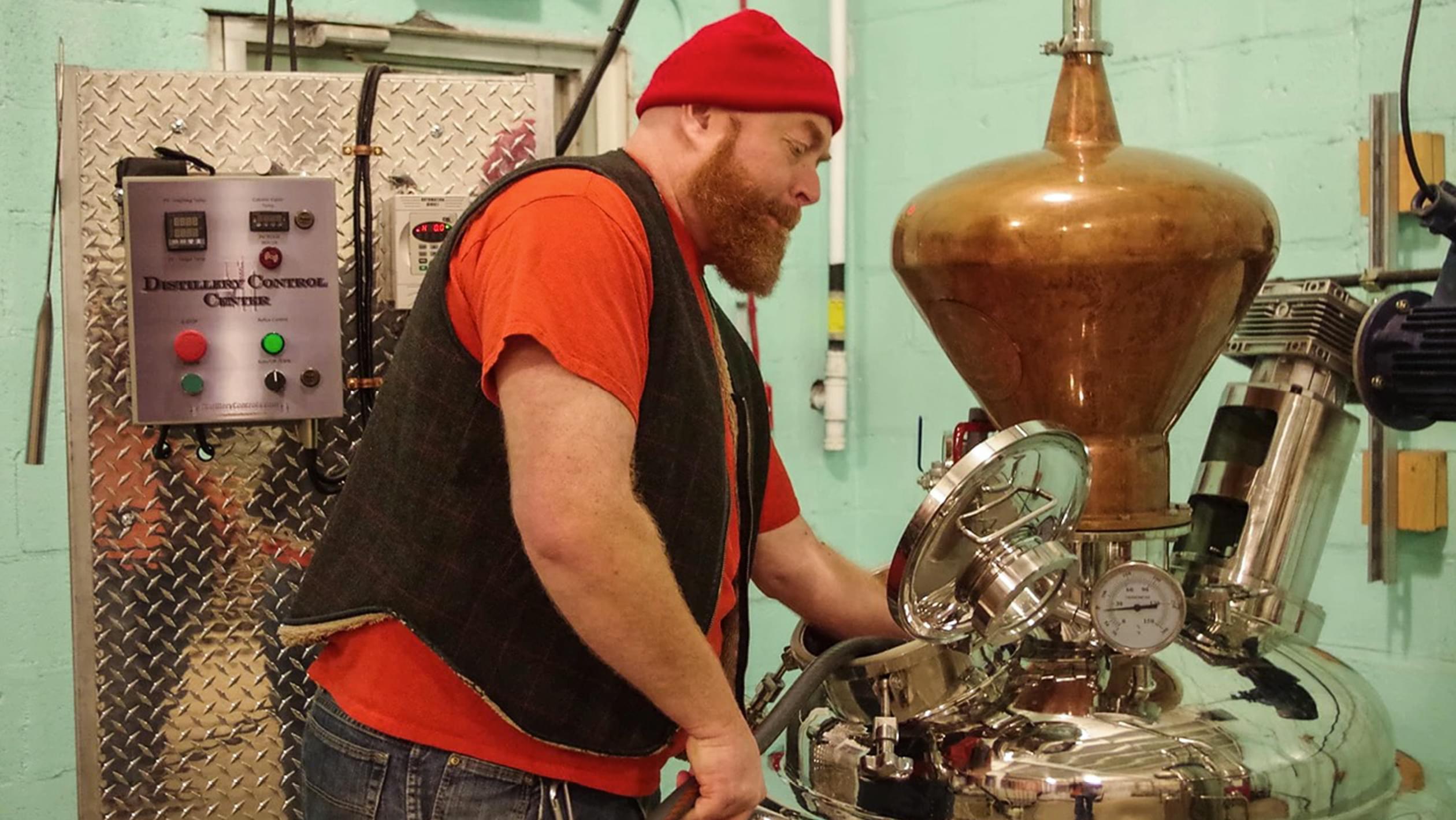 Master Distiller Dean Browne looking at stills