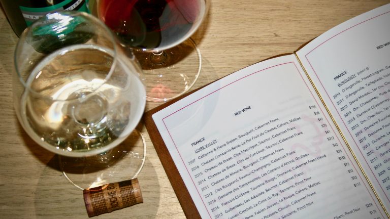 Helen's Wines wine menu and wine