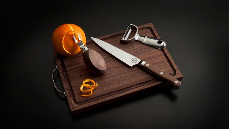 cutting board and knife