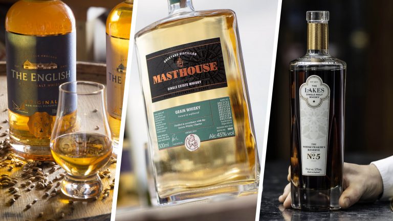 English whiskies from The English Whisky Company, Copper Rivet Distillery Masthouse, and The Lakes Distillery The Whiskymaker's Reserve No. 5