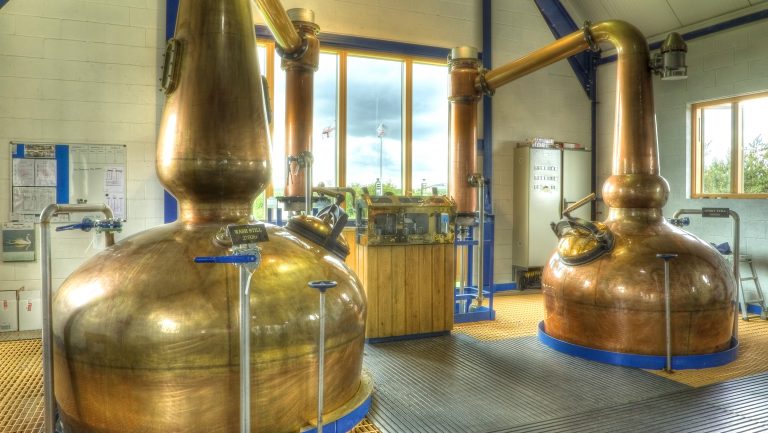 Copper stills at The English Whisky Company.