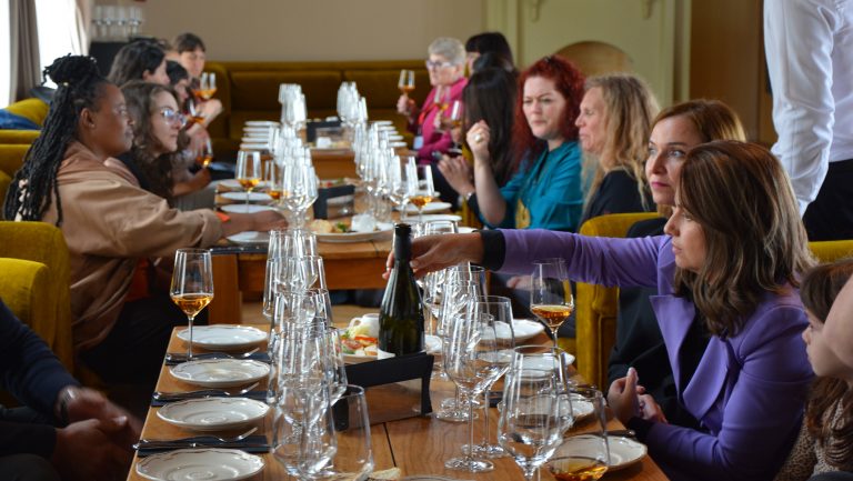 A wine tasting at the 2022 Women in Wine Expo that included 75 attendees from 16 nations. Photo courtesy of Tono Giorgobiani.
