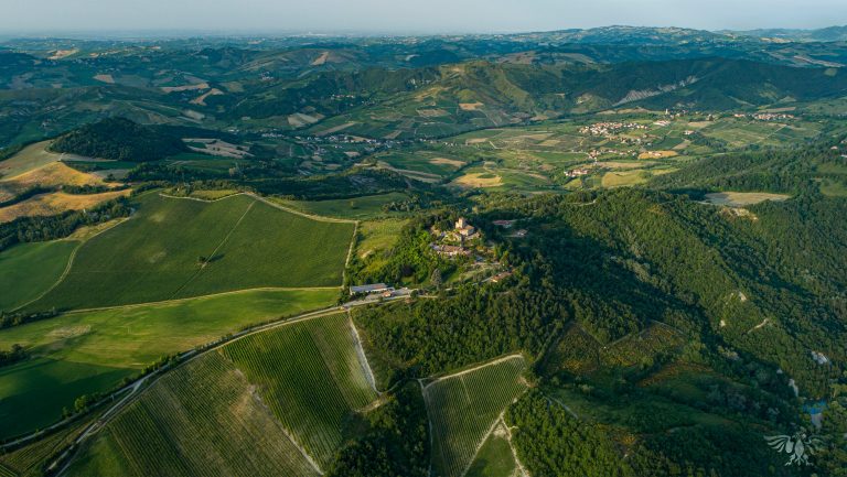 The vineyards of Castello di Stefanago's enjoy well-ventilated hills in Oltrepò Pavese. Photo courtesy of Castello di Stefanago.