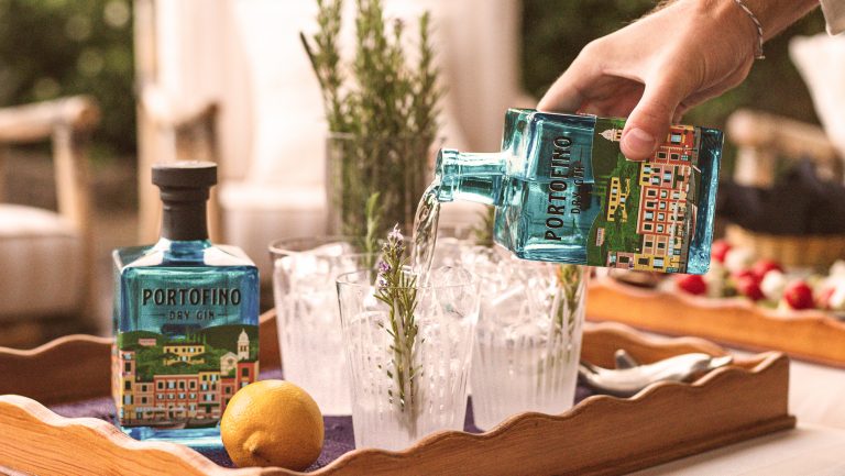 Portofino gin lists the location of where the brands source local juniper and other botanicals. Photo courtesy of Portfino.