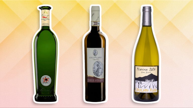 Three bottles of volcanic white wine