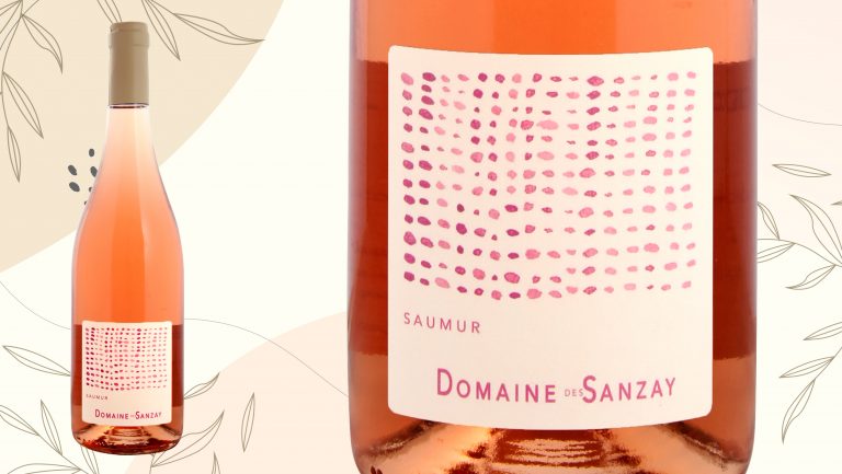 A close-up of a bottle of Domaine des Sanzay Saumur Rosé