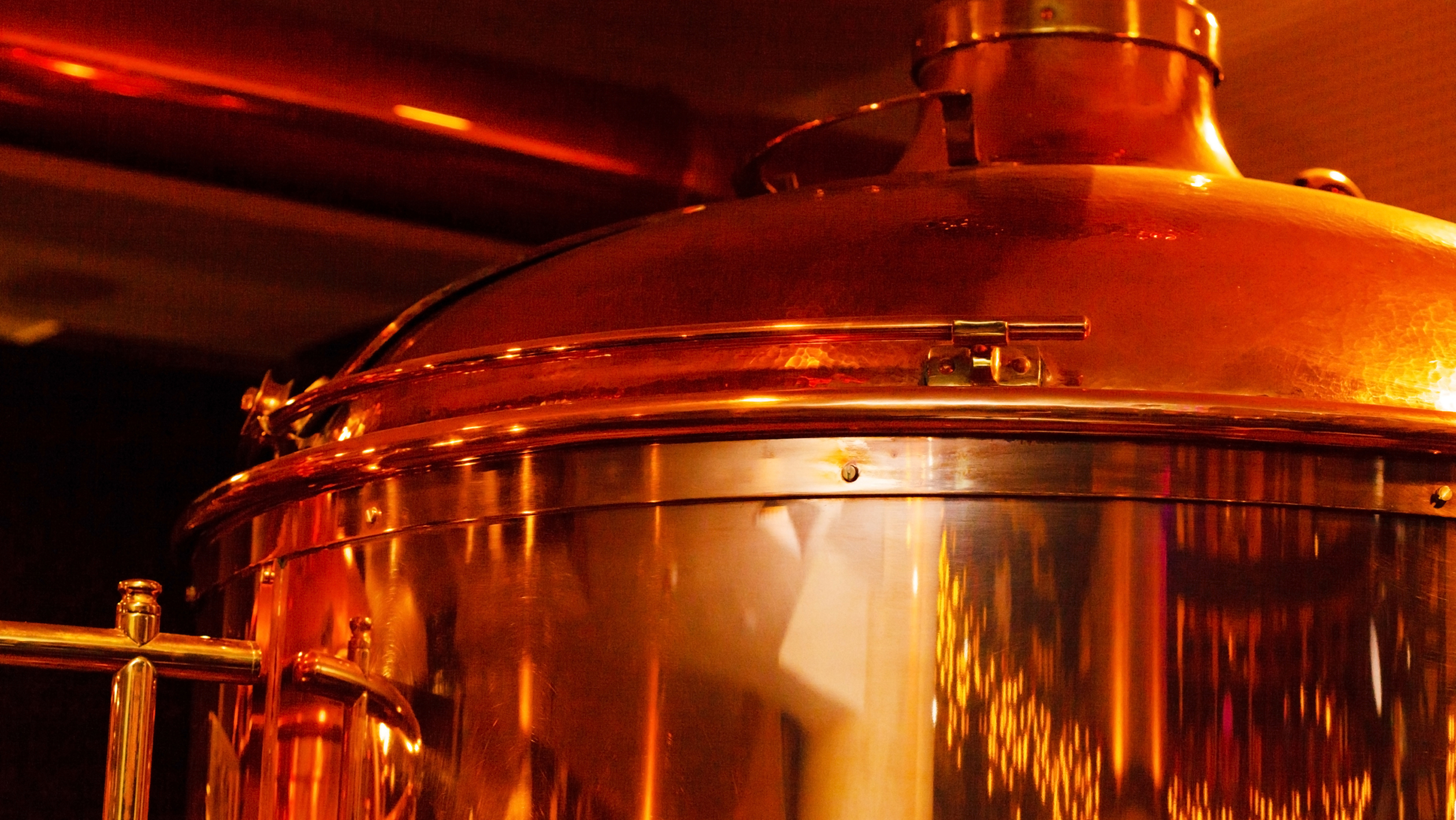 Closeup of distilling equipment in an Irish whiskey distillery