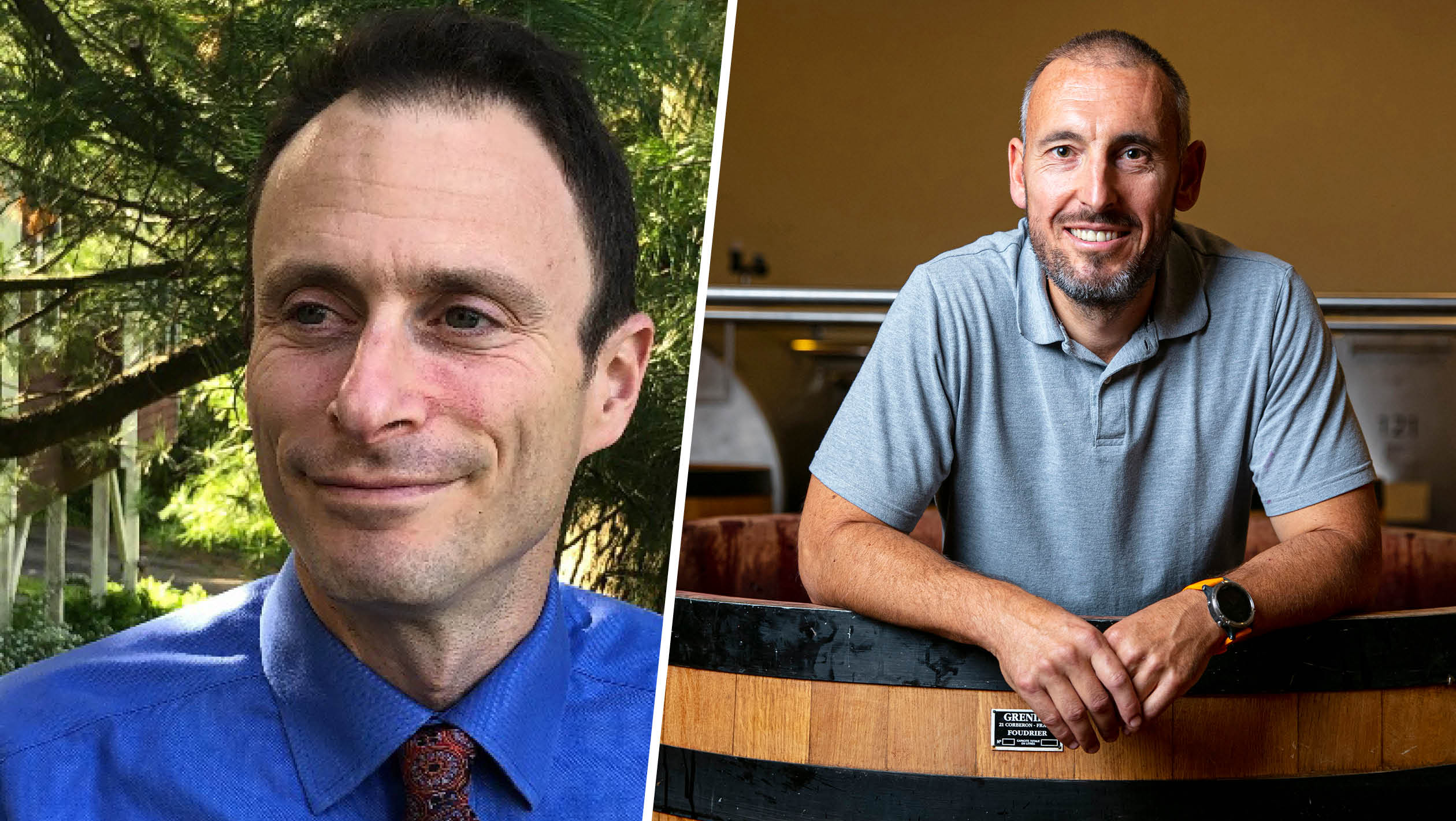 From left to right Gavin Lee Sacks, professor of food science in the College of Agriculture and Life Sciences at Cornell University (photo courtesy of Gavin Lee Sacks); Frederic Barnier, winemaker at Maison Louis Jadot (photo credit: Thomas Alexander). 