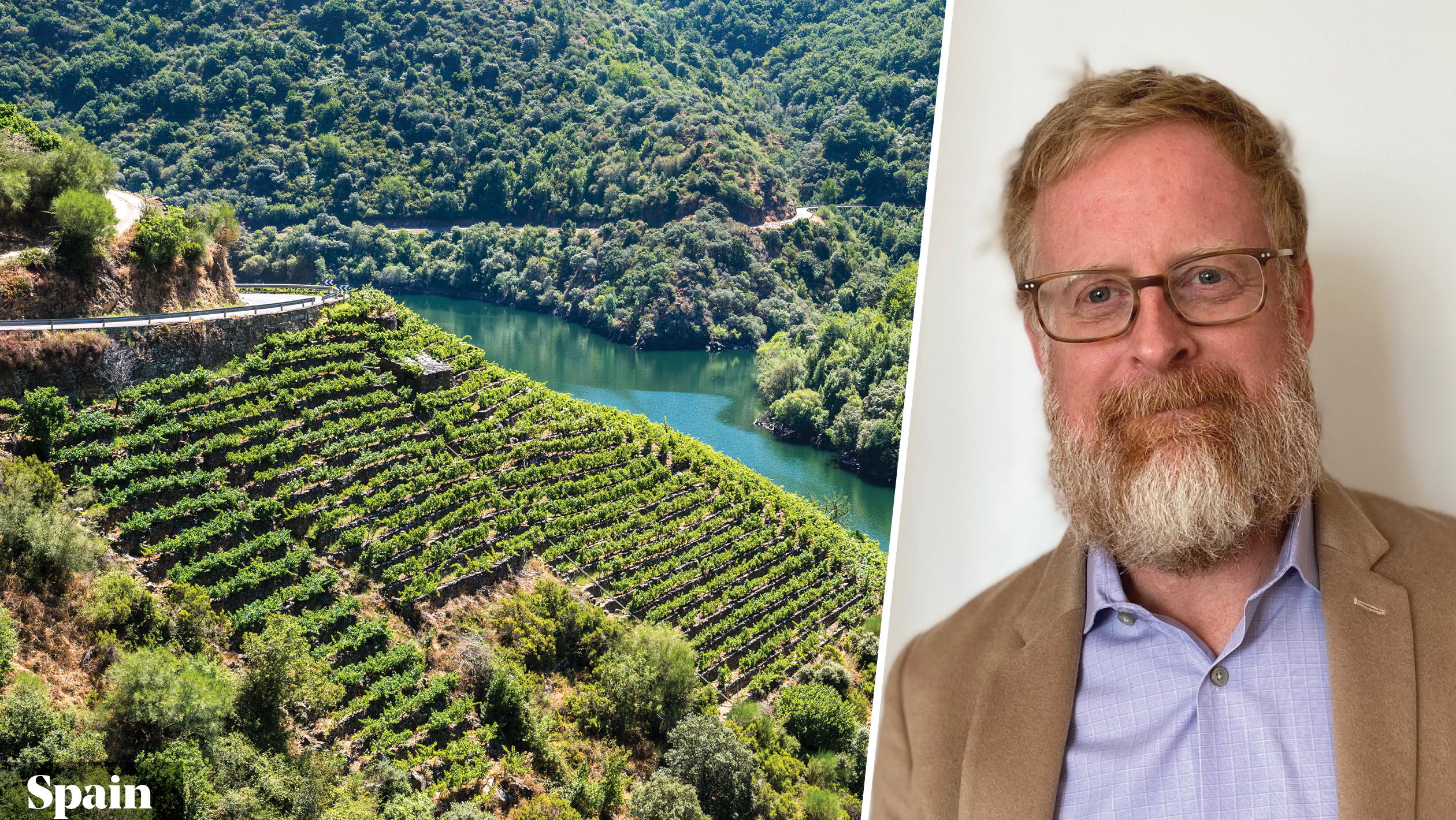 From left to right: the Galicia region of Spain (photo credit: Adobe Stock); David Weitzenhoffer, the founder and CEO of Community wines (photo credit: Nicholas Knight Studio).