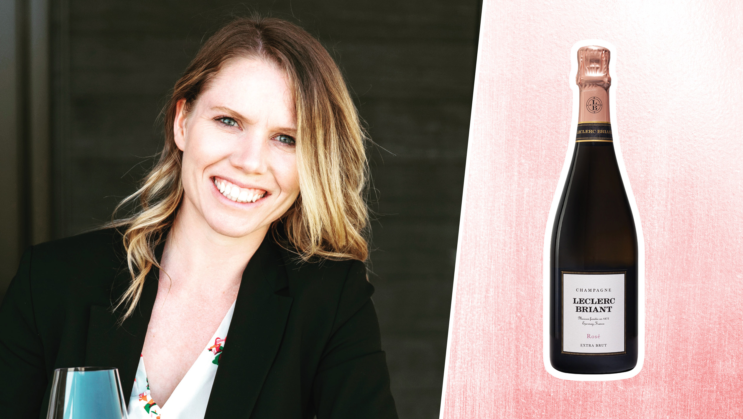 From left to right: Kaleigh Brook, the manager of The Thief Fine Wine and Beer (photo courtesy of Kalleigh Brook); Champagne Leclerc Briant Brut Rosé NV (photo courtesy of Winebow).
