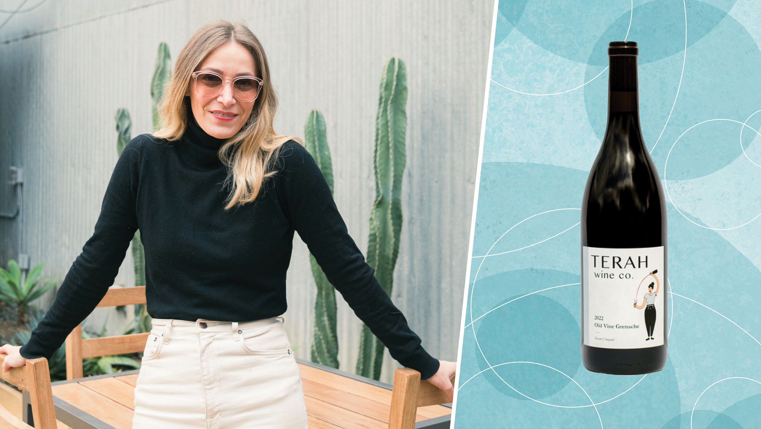 From left to right: Lauren Feldman, the cofounder of Valley Bar & Bottle (photo courtesy of Lauren Feldman); Terah Wine Co. Old Vine Grenache 2022 (photo by Lauren Feldman).