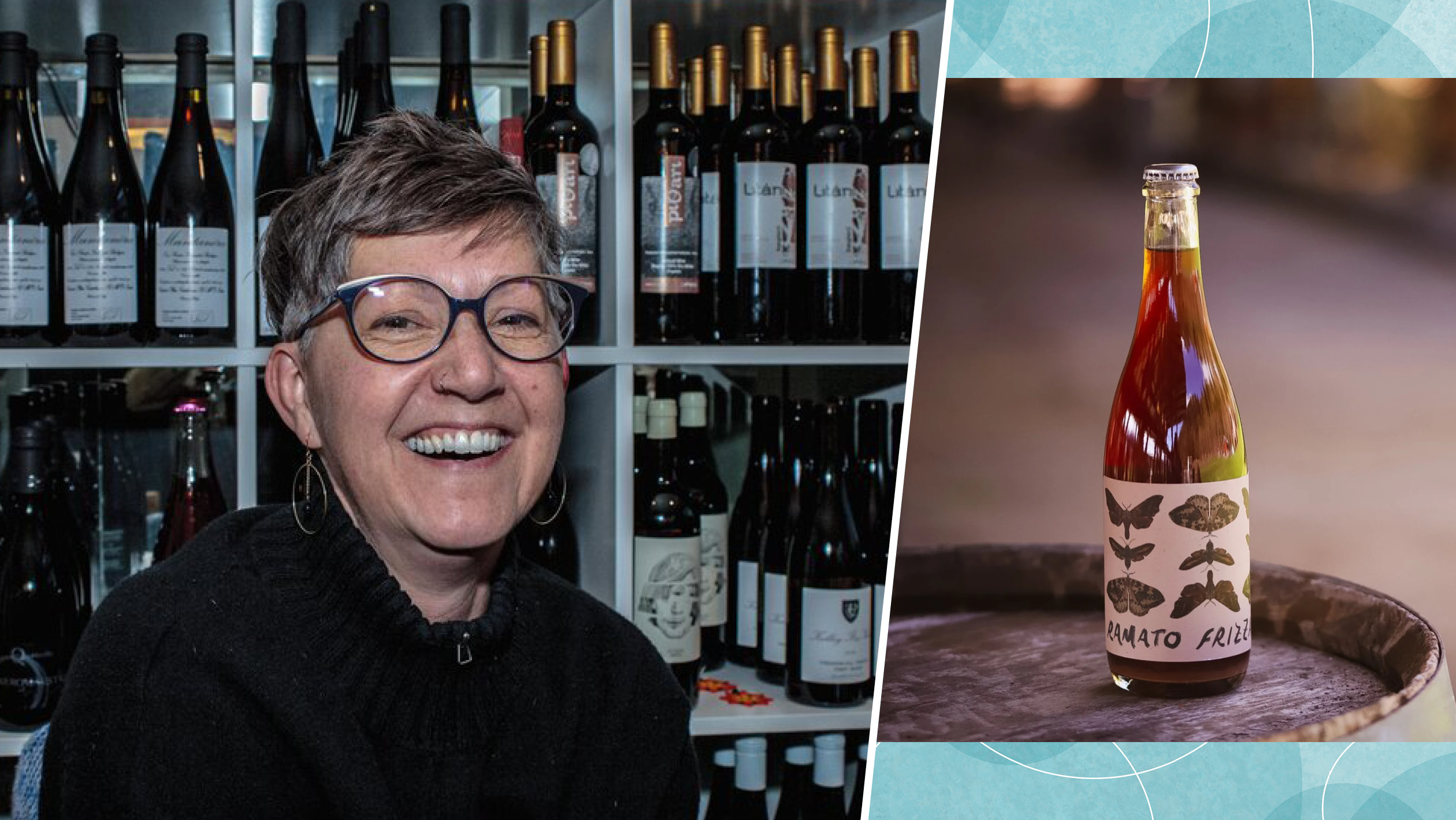 From left to right: Molly Ringe, the owner of Molly’s Bottle Shop (photo by Chris Fontilla); Barmann Cellars Ramato Frizzante 2023 (photo courtesy of Barmann Cellars). 