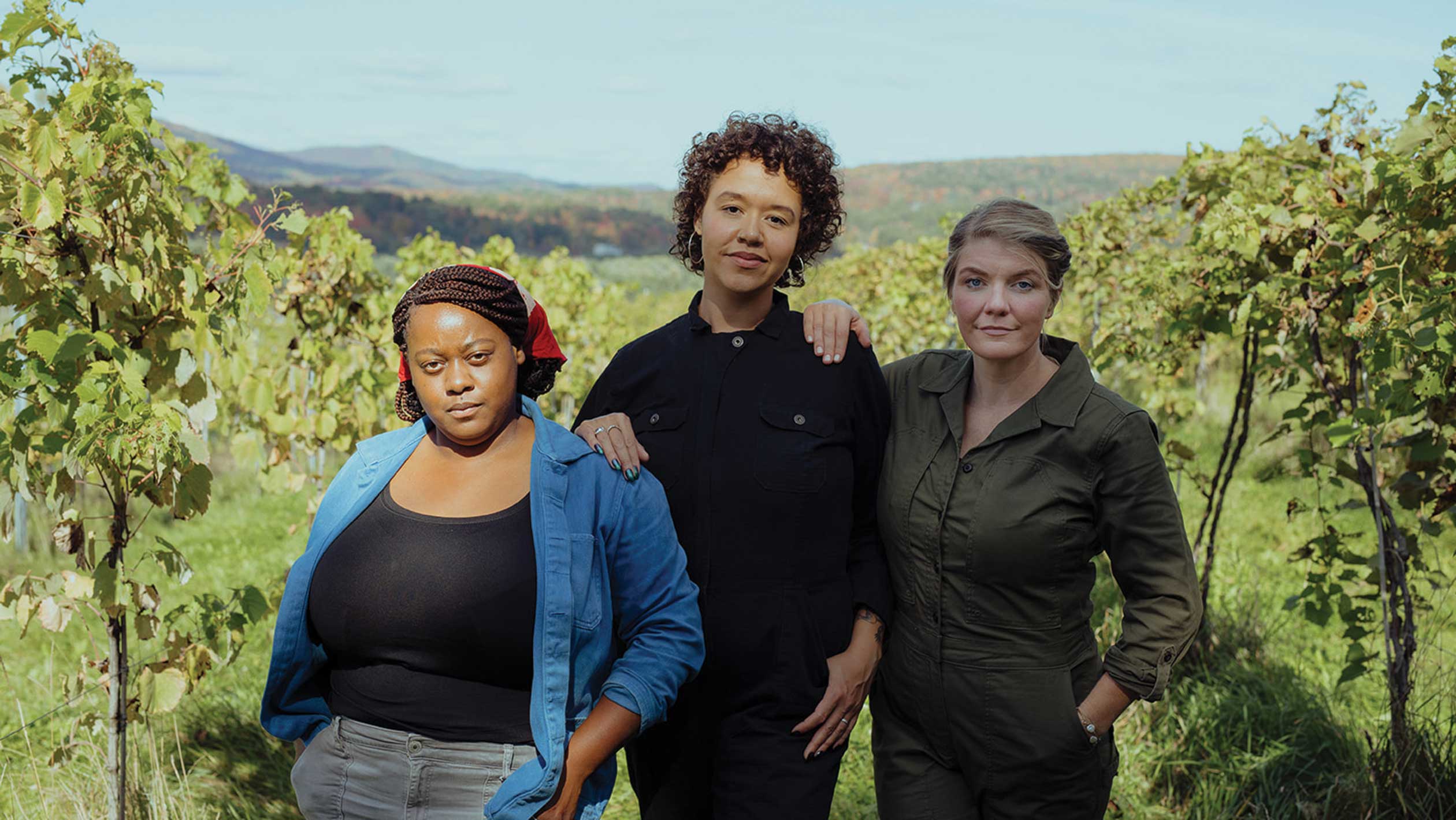 The founders of Kalchē Wine Cooperative from left to right: Kathlien Chery, director of production; Justine Belle Lambright, director of external business; Grace Meyer, director of internal business. Photo by Jacquelyn Potter.