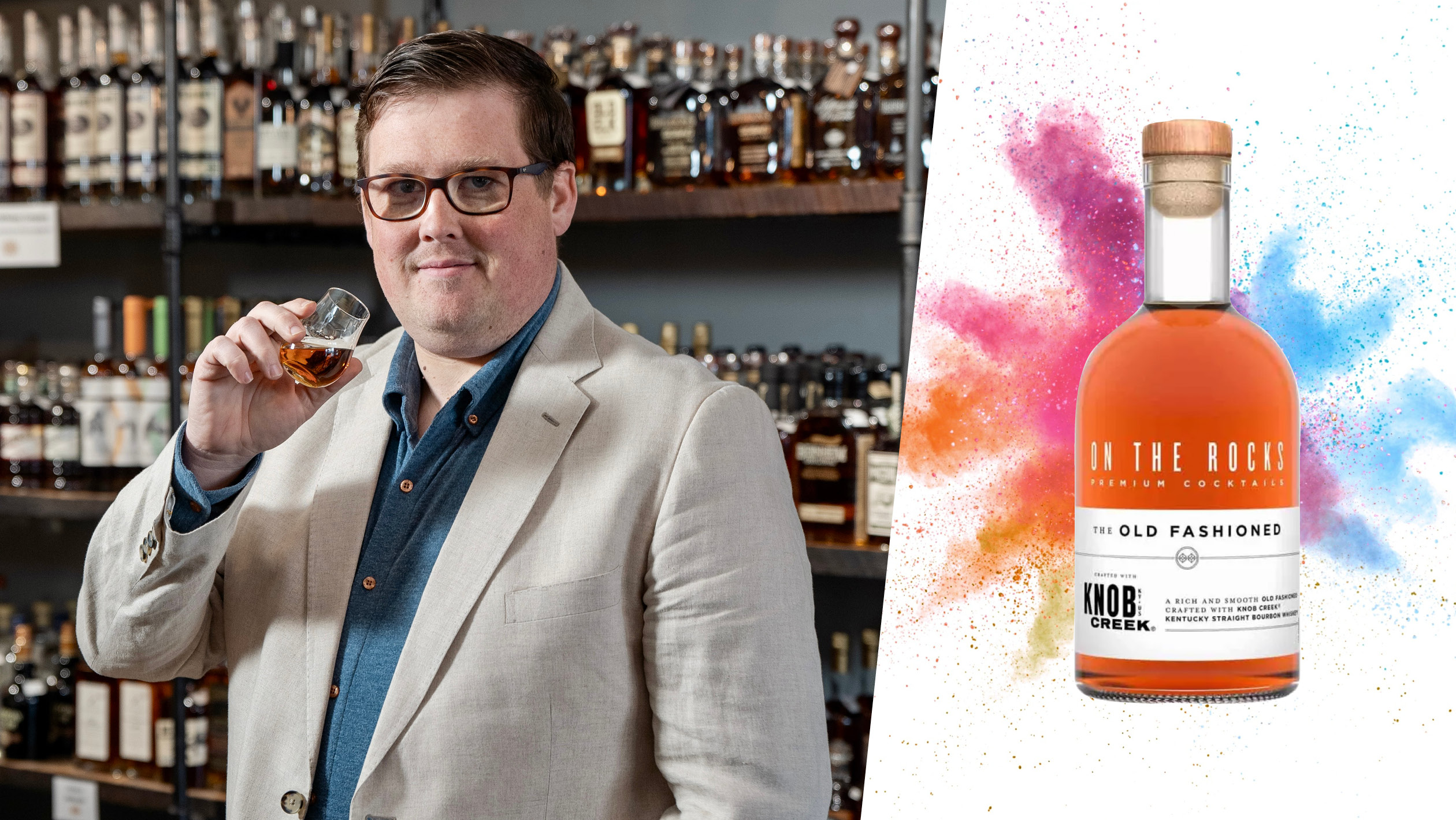 From left to right: Justin Sloan, the cofounder and owner of Justins’ House of Bourbon; On The Rocks Old Fashioned (photos courtesy of Justin Sloan).