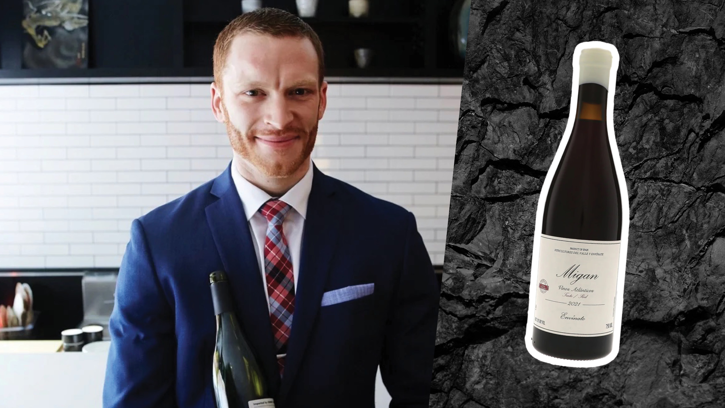 From left to right: Garret Smith, the sommelier and operations coordinator of Thatcher’s Wine; Envínate ‘Migan’ Tinto. Photos courtesy of Thatcher's Wine.