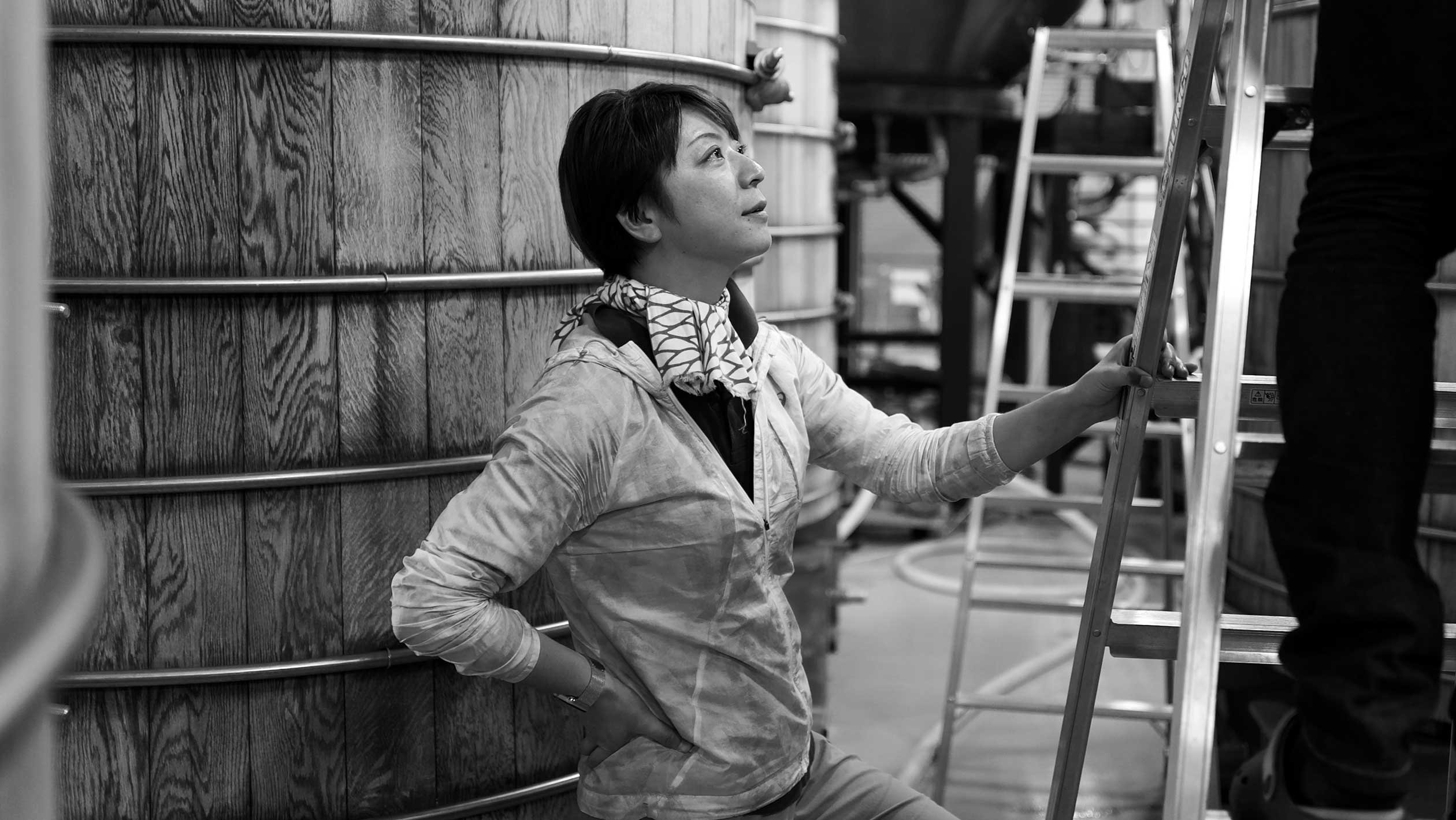 Yumi Yoshikawa examines distilling equipment