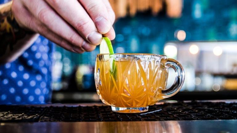 Navy Strength's Tropical Punch cocktail at the bar