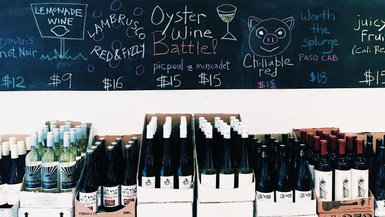 Domaine LA wall of wines under $20