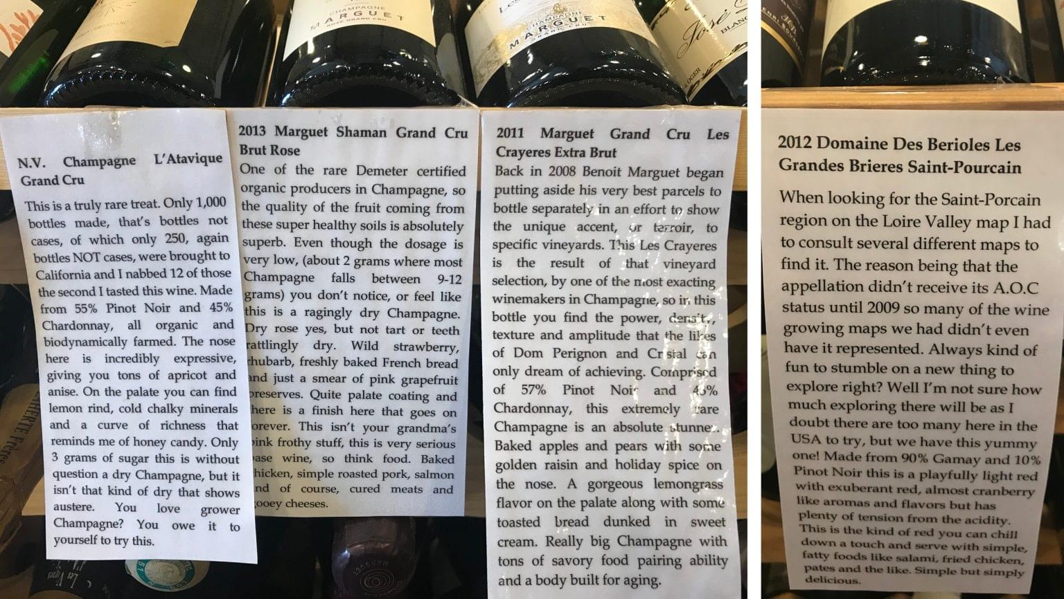 The Wine Country shelf talker