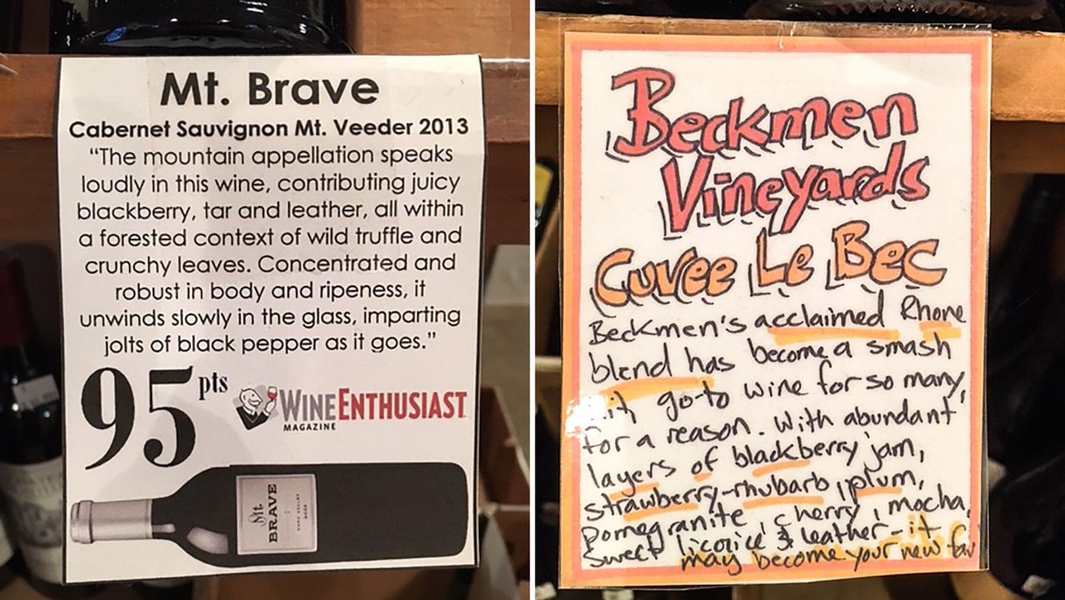 The Wine House shelf talker