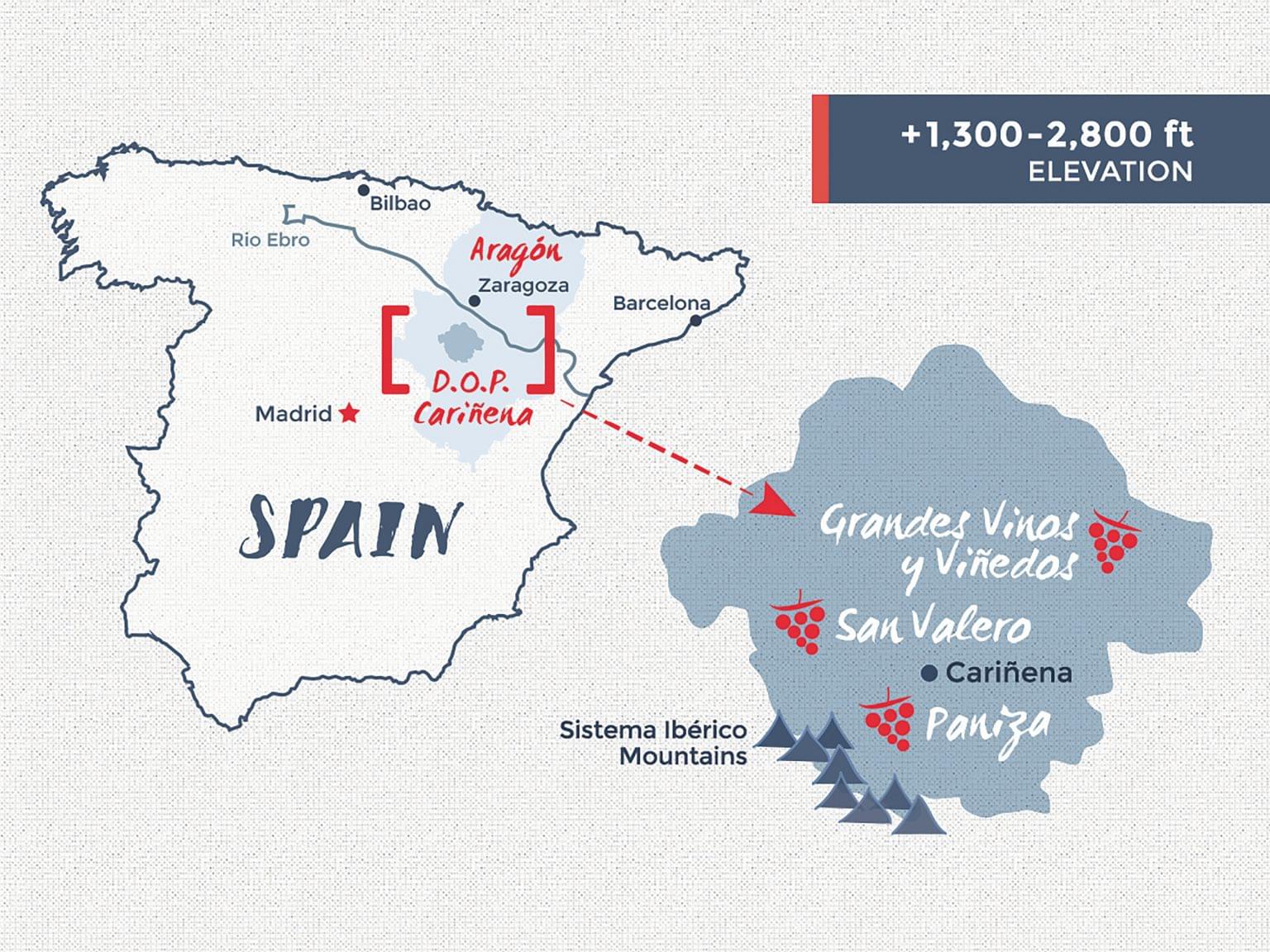 Cariñena wine map