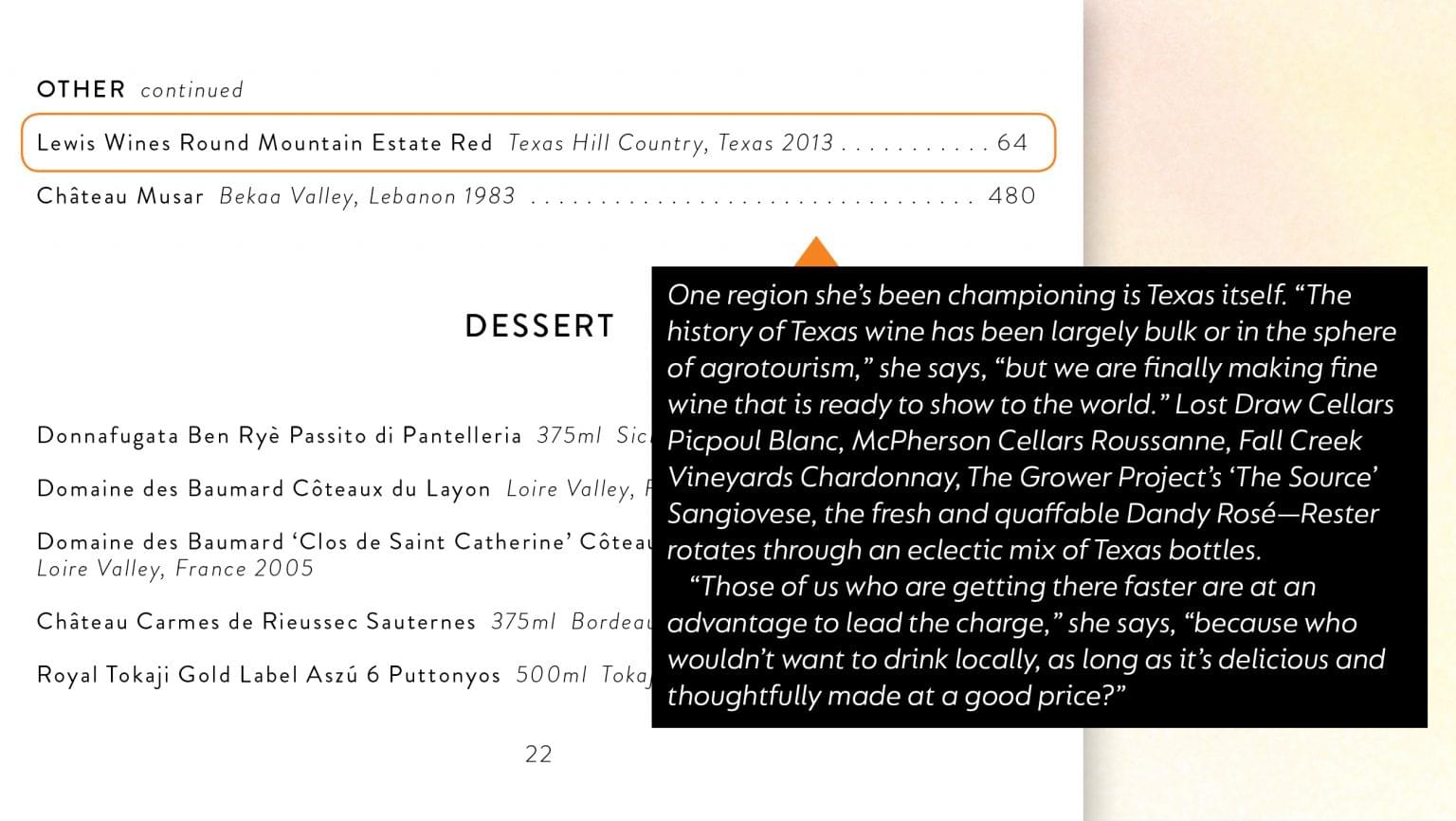 Mattie's Houston Wine List