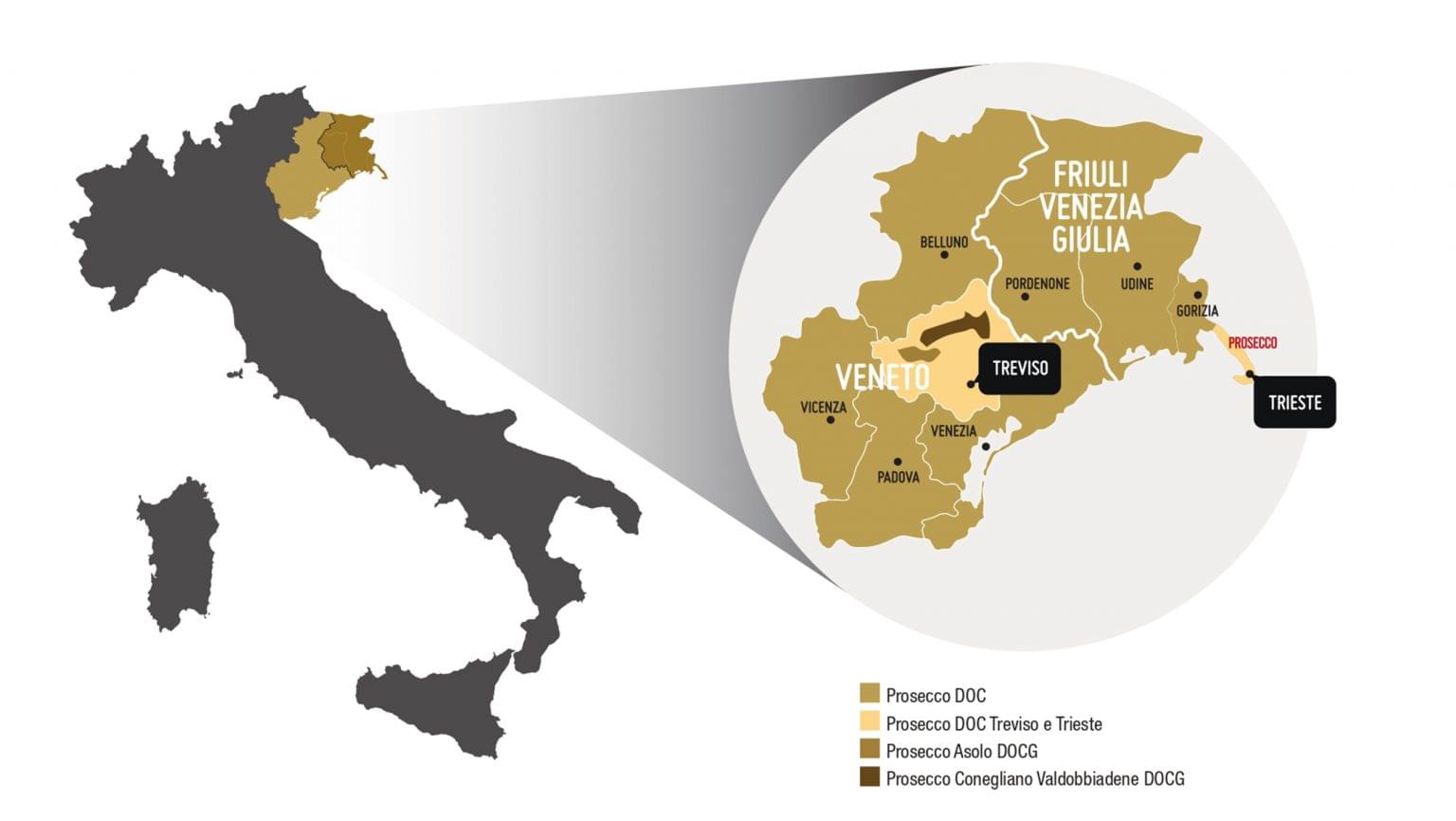 Prosecco DOC map