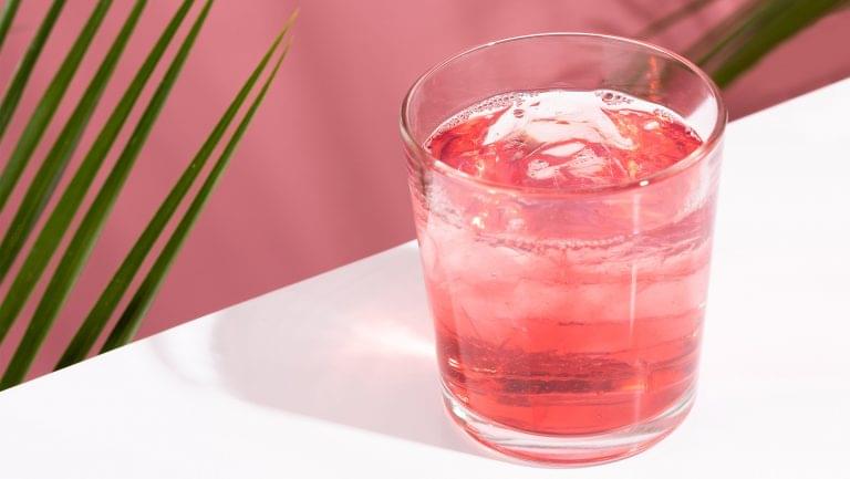 Pink hued spirit on the rocks.