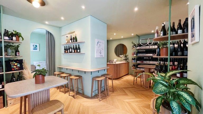 The interior of the wine shop Golden Hour