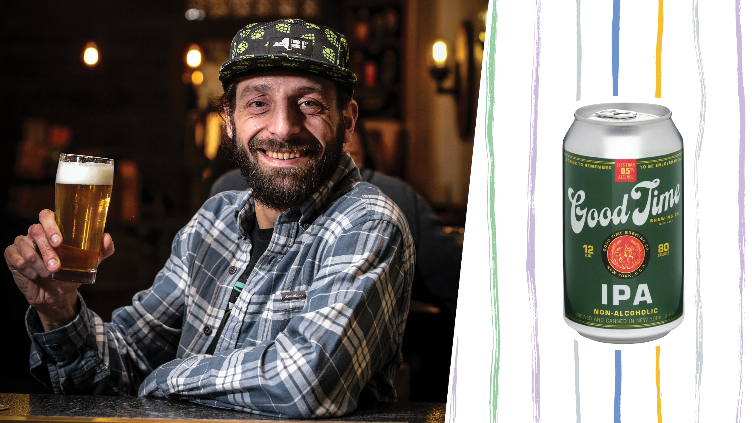 From left to right: Andrew Bronstein, the owner of Nemo's Beer Shop (photo courtesy of Andrew Bronstein); Good Time Brewing Non-Alcoholic IPA (photo courtesy of Good Time Brewing).