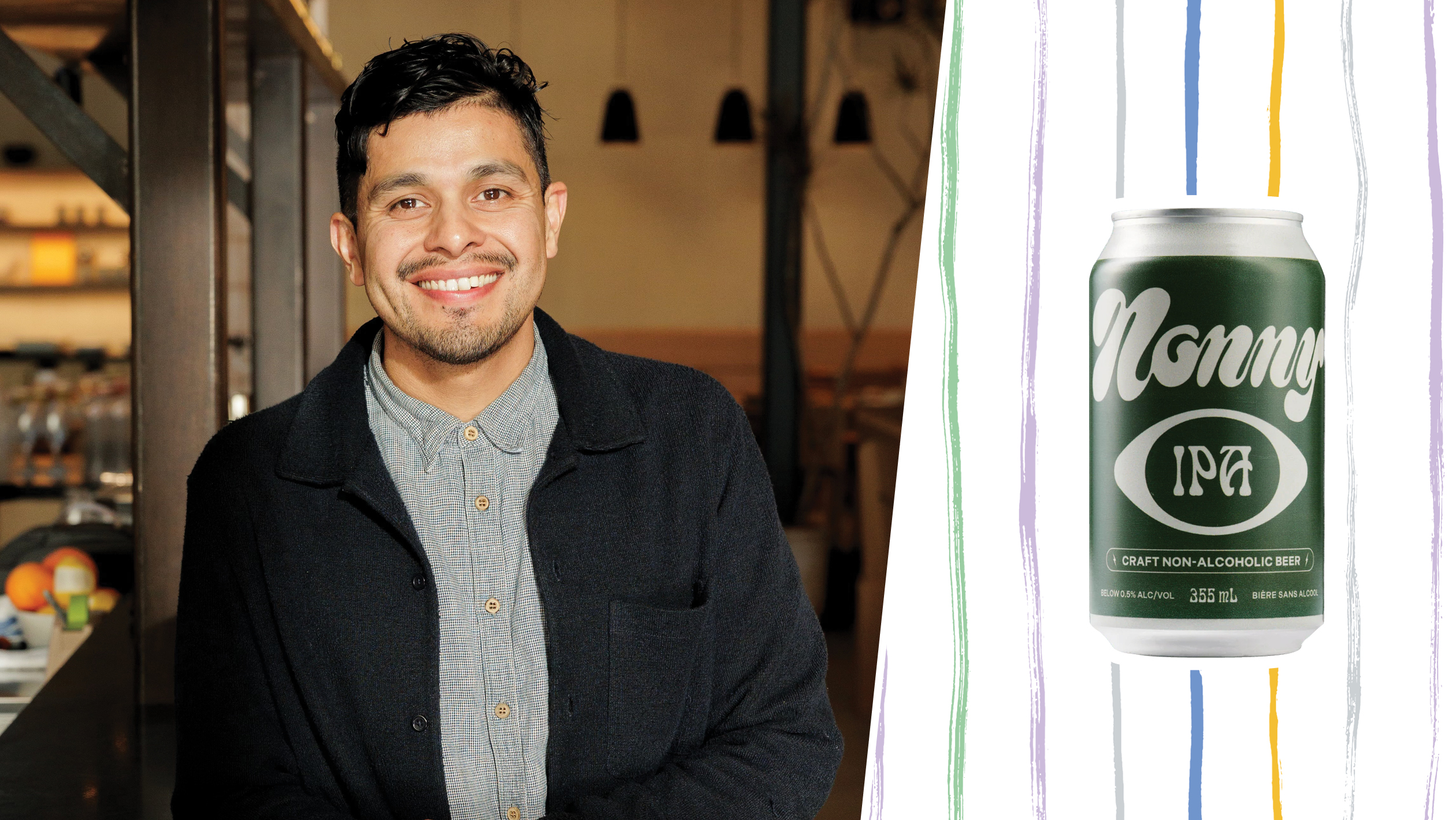 From left to right: Andrew "Coco" Cordero, the beverage director of Wildland (photo courtesy of Andrew "Coco" Cordero); Nonny West Coast IPA (photo courtesy of Nonny Beer).