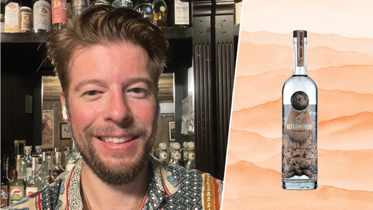 From left to right: Ian Couch the bar manager of Techo Mezcaleria and Agave Bar and a bottle of Ultramundo