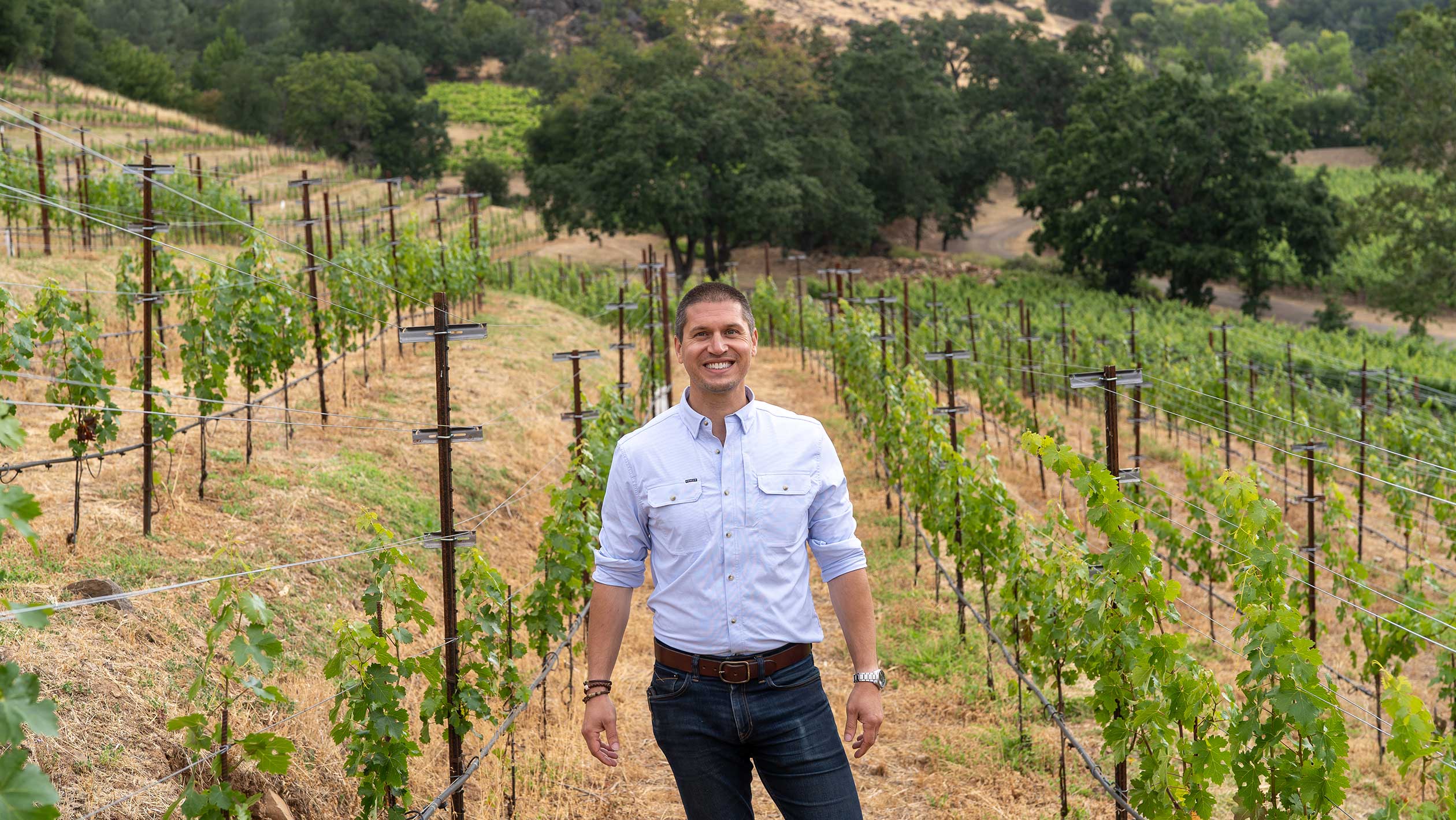 A photo of Matt Crafton in a vineyard