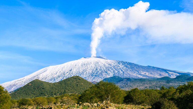 A photo of the active volcano Mount Etna.