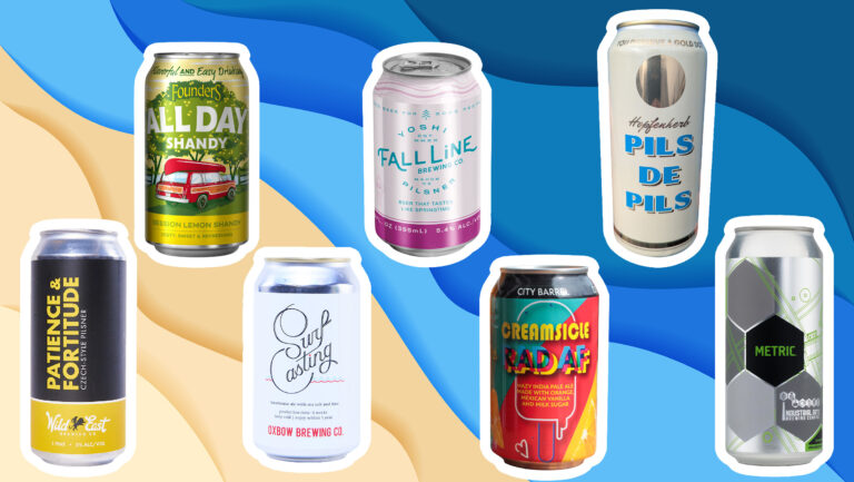 A graphic showing a line-up of the lighter, summer beers featured in the article.