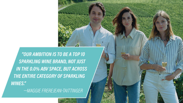 From left to right: Rodolphe Taittinger, Maggie Frerejean-Taittinger, and Constance Jablonski. Photo courtesy of French Bloom.