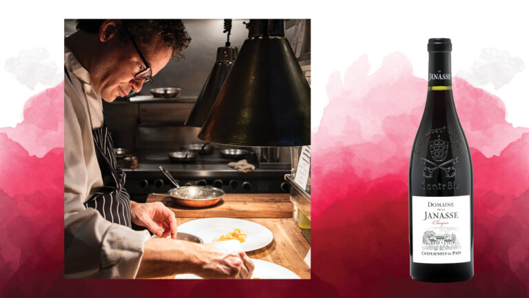 From left to right: Jared Ian Stafford-Hill, the chef at Saint Urban (photo courtesy of Saint Urban); domaine de la Janasse 'Chaupin' Châteauneuf-du-Pape (photo courtesy of European Cellars).