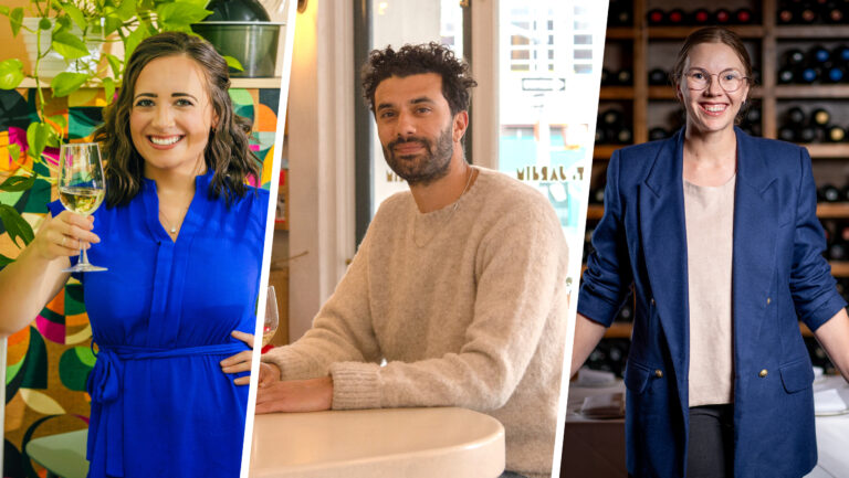 From left to right: Lindsay Ogden, the beverage manager at Ajja (photo credit: Baxter Miller); Basile Al Mileik, the wine director at Fedora (photo courtesy of Basile Al Mileik); Carlin Karr, the wine and beverage director for Frasca Hospitality Group (photo credit: Mike Thurk).