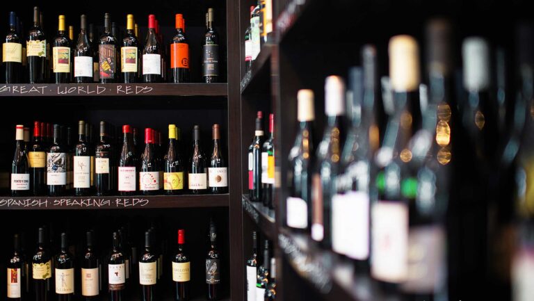 A photo of wine bottles at wine-sense in Andover, Massachusetts.