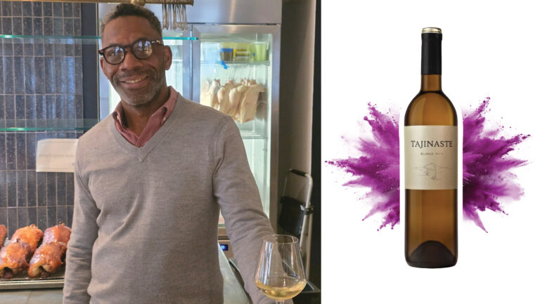 From left to right: Omar White, the wine director of Eastern Point Collective); Bodega Tajinaste Listán Blanco Seco 2024 (photos courtesy of Eastern Point Collective).