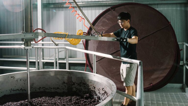 An intern hard at work at Kosta Browne Winery. Photo courtesy of Kosta Browne Winery.