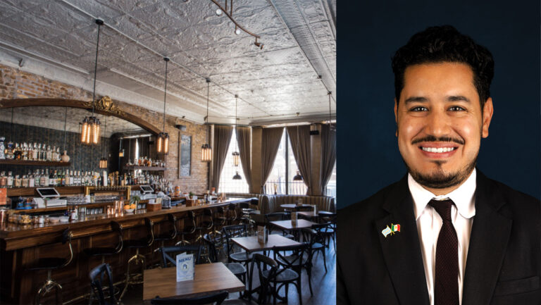 From left to right: Ositos Tap in Chicago, where sales dropped by 50 percent during ICE raids on the city last fall; Mike Moreno, the owner of Ositos Tap. Photos by Brenda Perez.