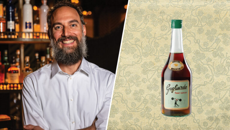 From left to right: Kyle Davidson, the beverage director for Bar Tutto; Gajàrdo Fernet Radicale. Photos courtesy of Kyle Davidson.