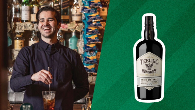 From left to right: Cory O’Brien-Pniewski, the bar manager for The Dead Rabbit (photo courtesy of The Dead Rabbit); Teeling Small Batch.