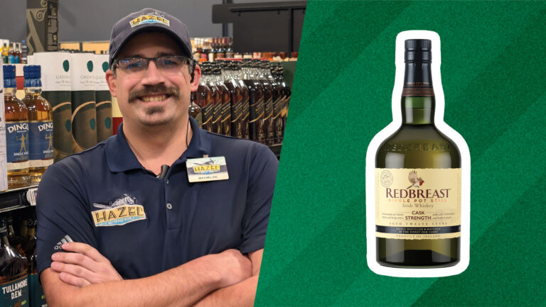 From left to right: Maximilian Girardin, the liquor department manager for Hazel's Beverage World (photo courtesy of Hazel's Beverage World); Redbreast 12-Year Cask Strength Single Pot Still (photo courtesy of M&C Saatchi).