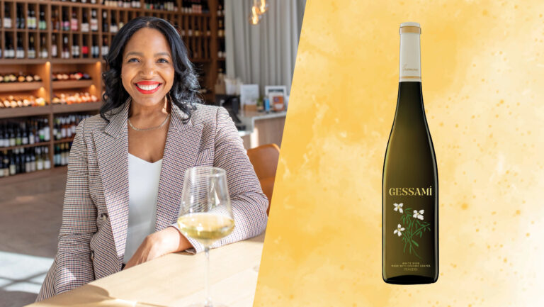 From left to right: Sarah Pierre, the owner of 3 Parks Wine (photo by Kate Blohm); Gramona Gessamí 2024.