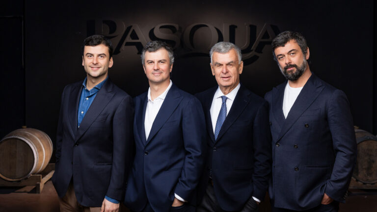 According to Alessandro Pasqua (center left), the president of Pasqua USA, high-volume wines "balance the portfolio and protect margins while reinforcing identity.”