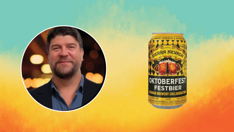 From left to right: Asa Hanrahan, the beer director at Flying Saucer (photo courtesy of Asa Hanrahan); Sierra Nevada Brewing Company Oktoberfest Festbier.