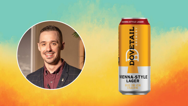 From left to right: Alex Cuper, the director of beverage and hospitality at El Che Steakhouse & Bar and Brasero; Dovetail Brewery Vienna Lager.