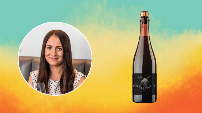 From left to right: Kinga Mackowiak, the beverage director at Apple Blossom (photo by Casey Wilson); Crooked Stave ‘Nightmare on Brett’ Dark Sour Ale.